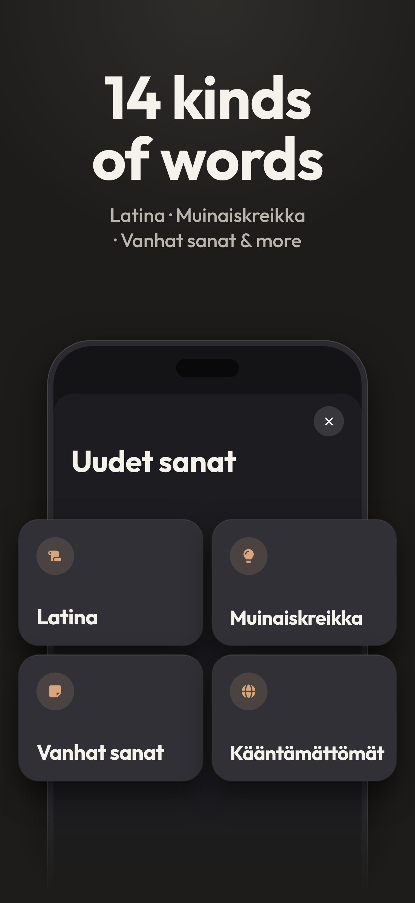 14 sanatyyppiä