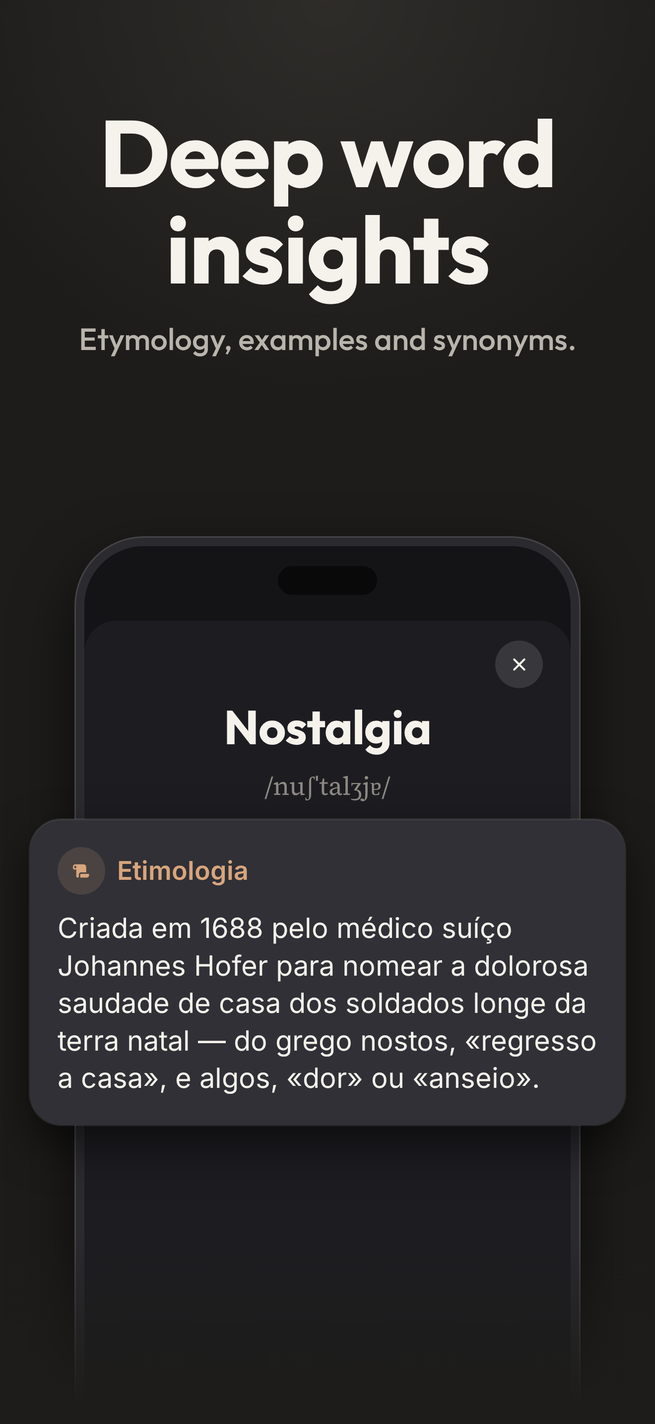 Cada palavra em profundidade