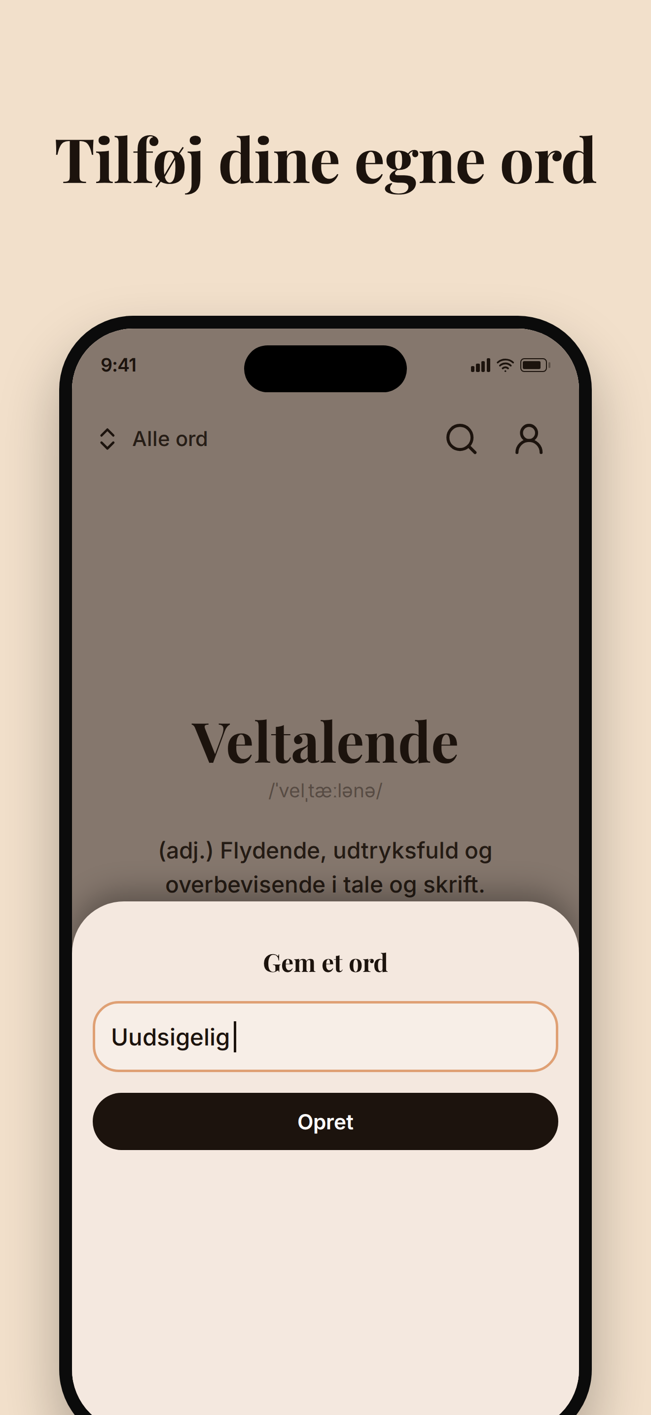 Tilføj dine egne ord