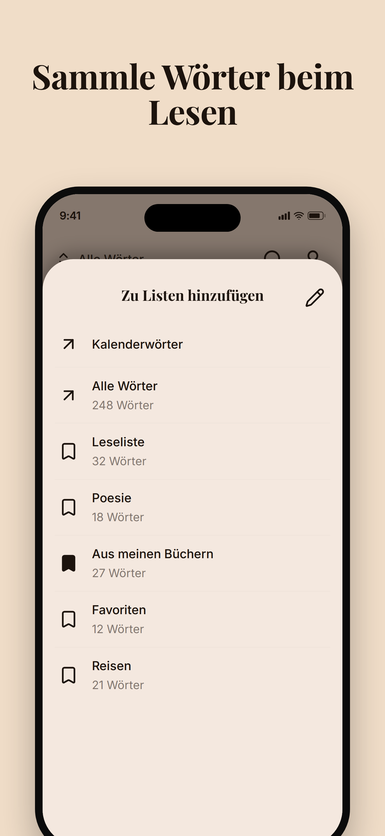 Sammle Wörter beim Lesen