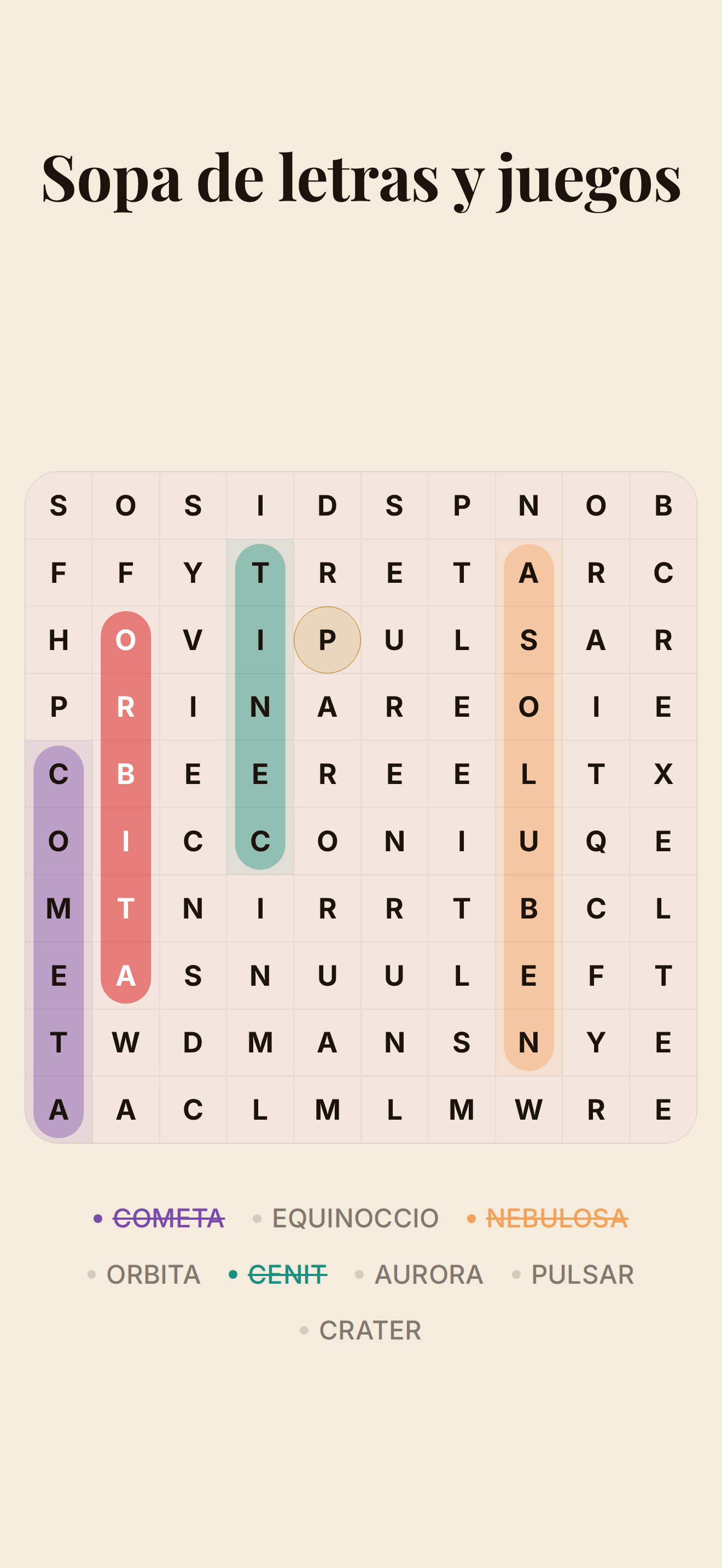 Sopa de letras y juegos
