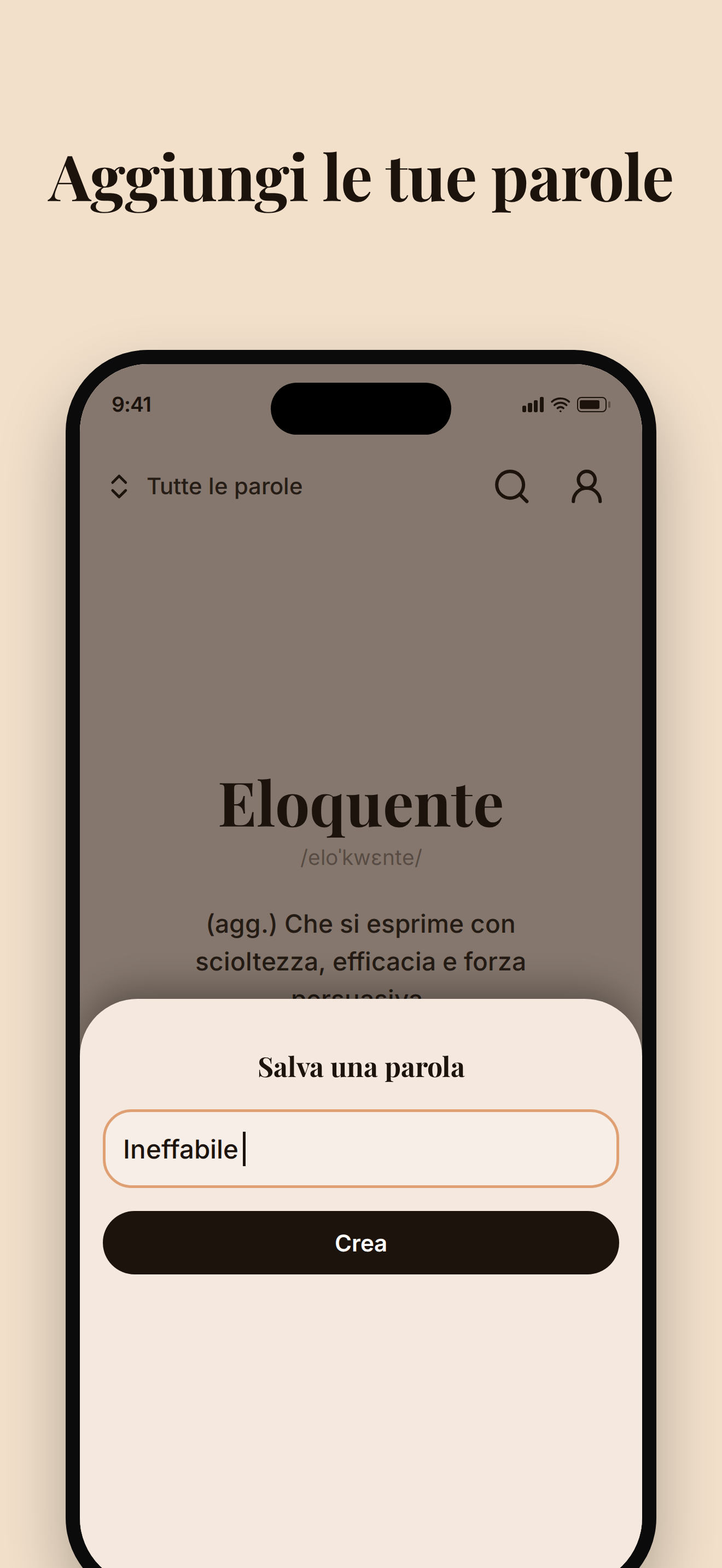 Aggiungi le tue parole