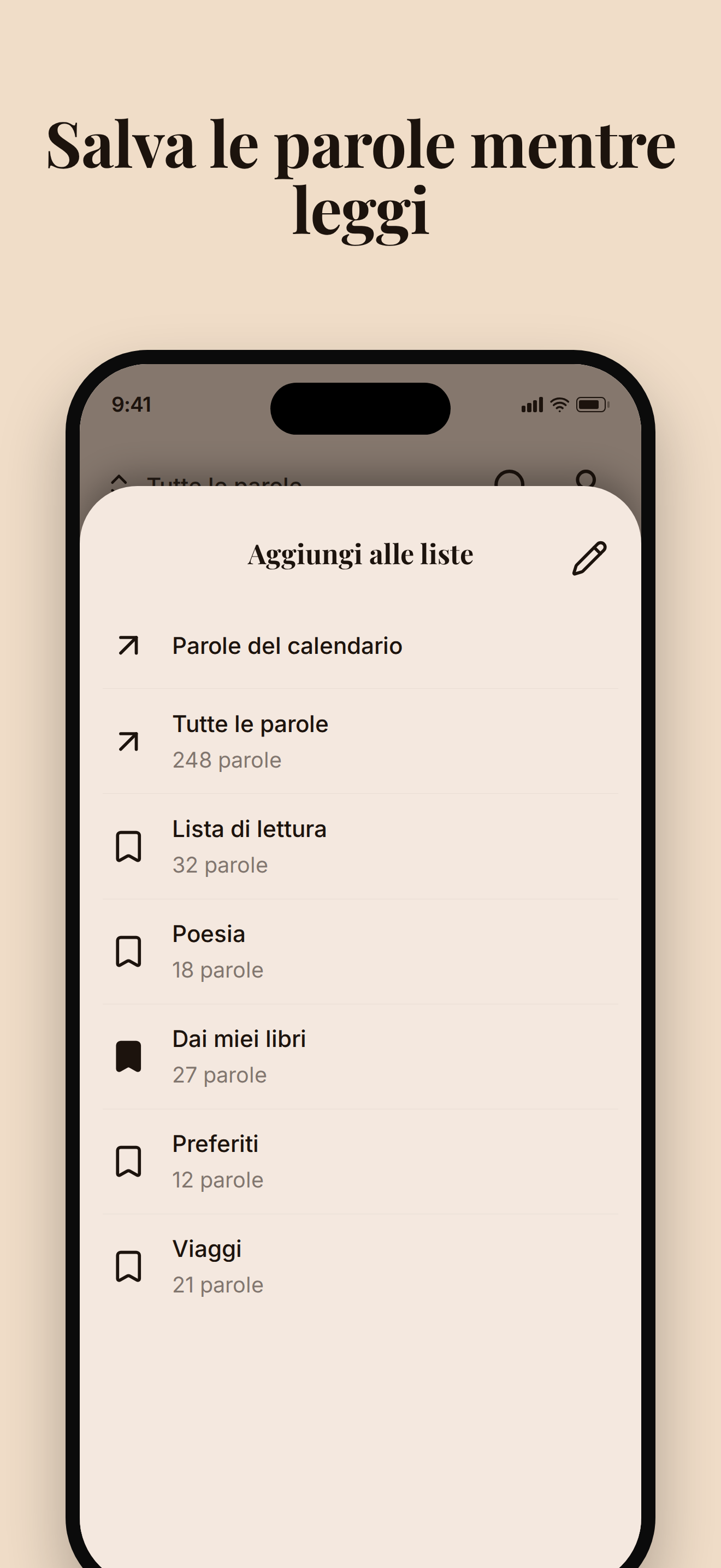 Salva le parole mentre leggi