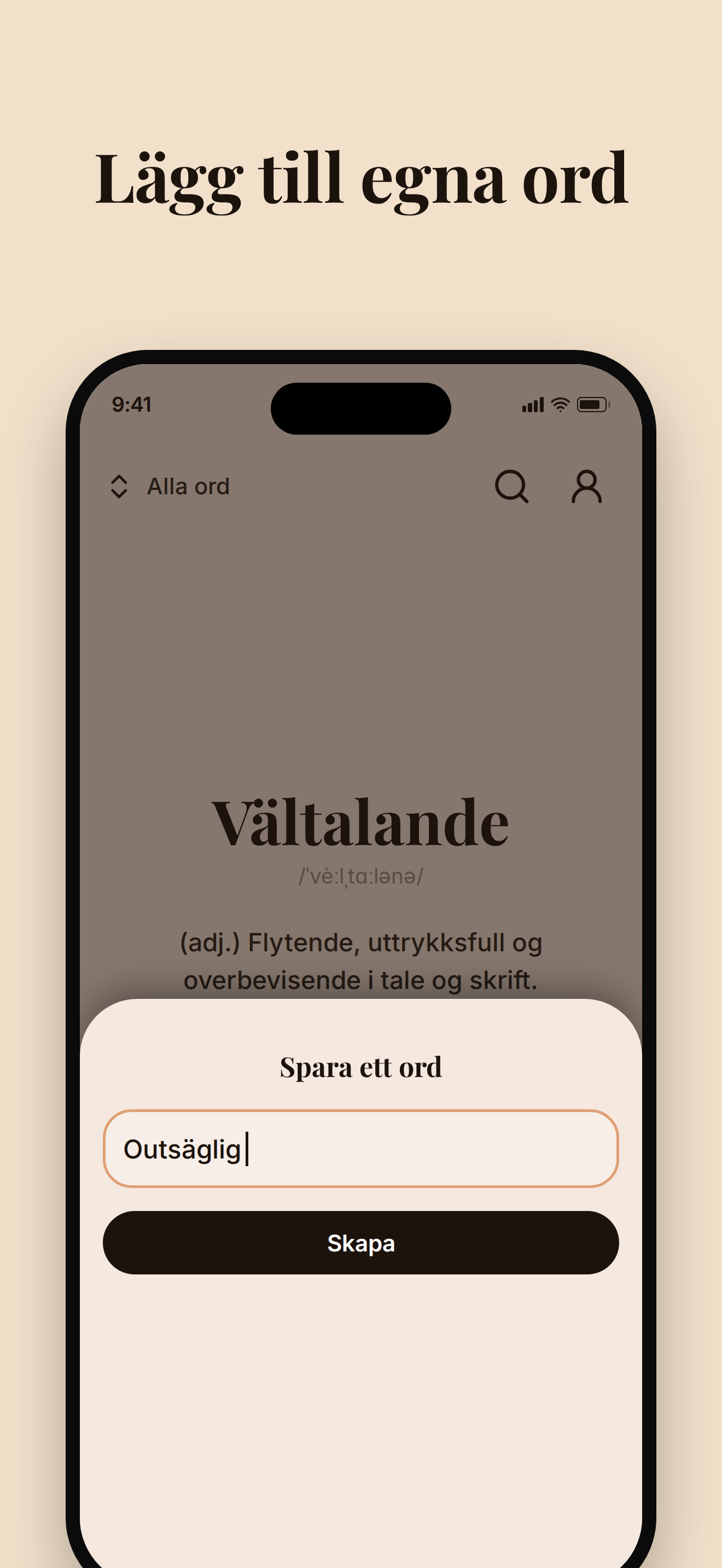 Lägg till egna ord