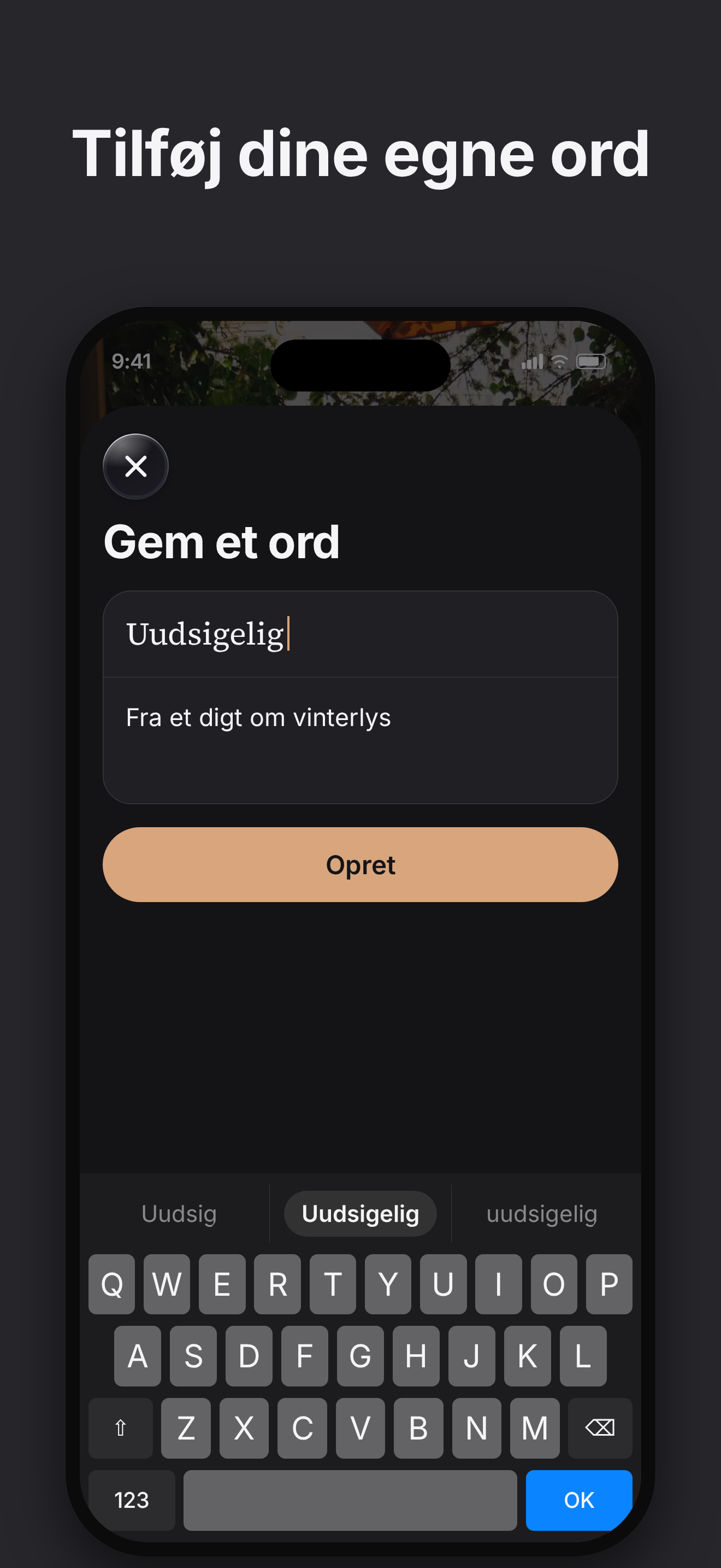 Tilføj dine egne ord