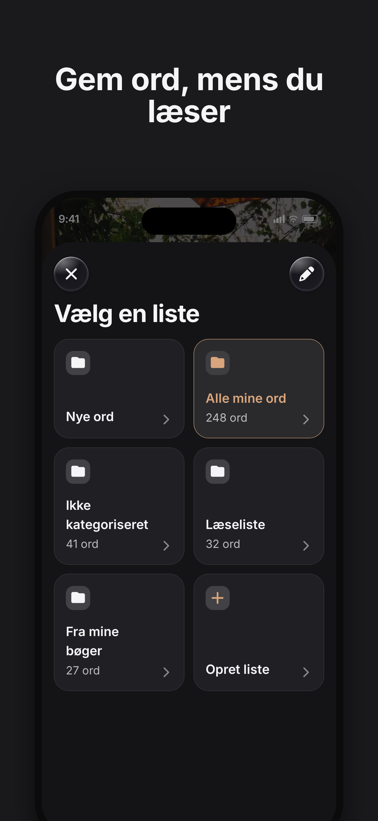 Gem ord, mens du læser